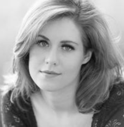 black and white head shot of a young woman